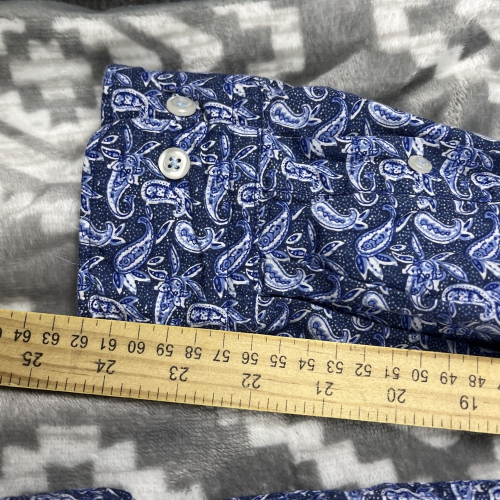 Cremieux Premium Denim Shirt Mens XLT Paisley Stretch Button Flip Cuff - Picture 10 of 12